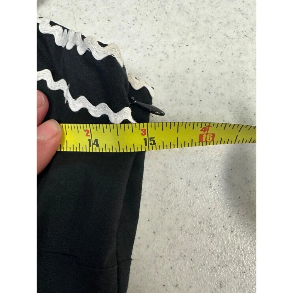 BETSEY JOHNSON Black w/White Rick Rack Trim Sun Dress - 6 - EUC Made in USA A37 - Picture 5 of 6